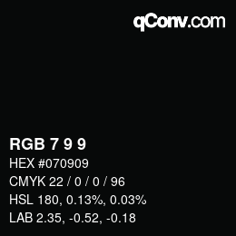 颜色代码: RGB 7 9 9 | qconv.com