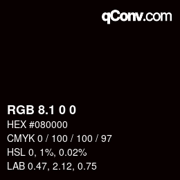 Color code: RGB 8.1 0 0 | qconv.com