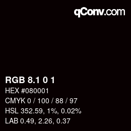 カラーコード: RGB 8.1 0 1 | qconv.com
