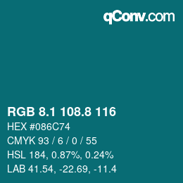 Color code: RGB 8.1 108.8 116 | qconv.com