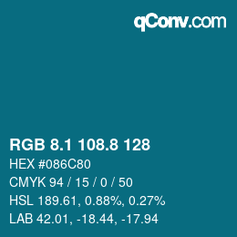 カラーコード: RGB 8.1 108.8 128 | qconv.com