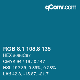 Color code: RGB 8.1 108.8 135 | qconv.com