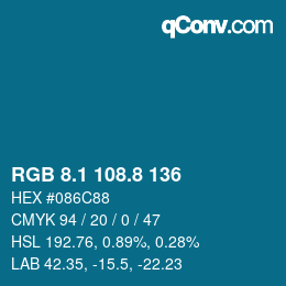 Color code: RGB 8.1 108.8 136 | qconv.com
