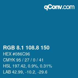 Color code: RGB 8.1 108.8 150 | qconv.com