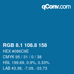 カラーコード: RGB 8.1 108.8 158 | qconv.com