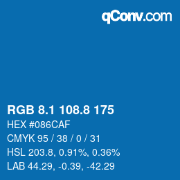 カラーコード: RGB 8.1 108.8 175 | qconv.com