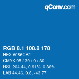 Color code: RGB 8.1 108.8 178 | qconv.com