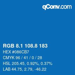 Color code: RGB 8.1 108.8 183 | qconv.com