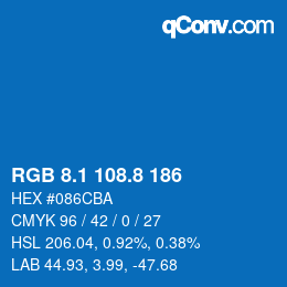 カラーコード: RGB 8.1 108.8 186 | qconv.com