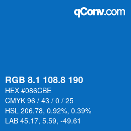 カラーコード: RGB 8.1 108.8 190 | qconv.com