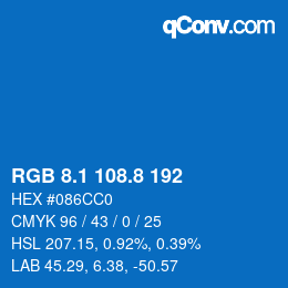 Color code: RGB 8.1 108.8 192 | qconv.com