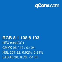 Color code: RGB 8.1 108.8 193 | qconv.com