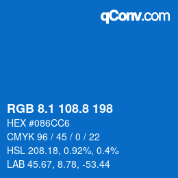 Farbcode: RGB 8.1 108.8 198 | qconv.com