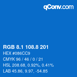 カラーコード: RGB 8.1 108.8 201 | qconv.com