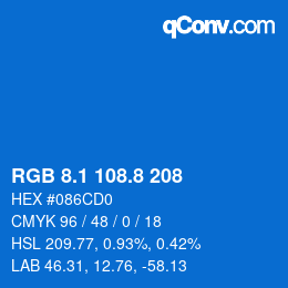 カラーコード: RGB 8.1 108.8 208 | qconv.com