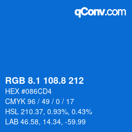 Color code: RGB 8.1 108.8 212 | qconv.com