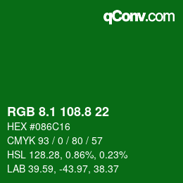 カラーコード: RGB 8.1 108.8 22 | qconv.com
