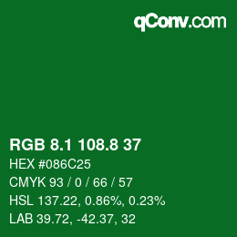 カラーコード: RGB 8.1 108.8 37 | qconv.com