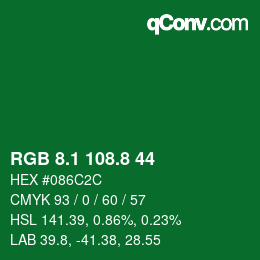 カラーコード: RGB 8.1 108.8 44 | qconv.com