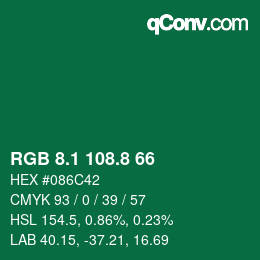 カラーコード: RGB 8.1 108.8 66 | qconv.com