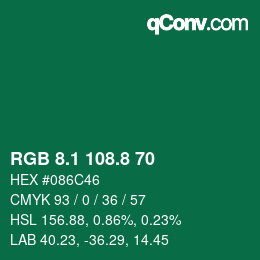 カラーコード: RGB 8.1 108.8 70 | qconv.com