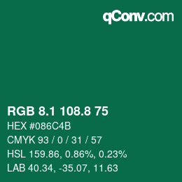 カラーコード: RGB 8.1 108.8 75 | qconv.com