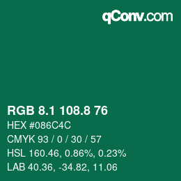 カラーコード: RGB 8.1 108.8 76 | qconv.com