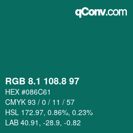 Farbcode: RGB 8.1 108.8 97 | qconv.com