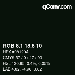 Color code: RGB 8.1 18.8 10 | qconv.com