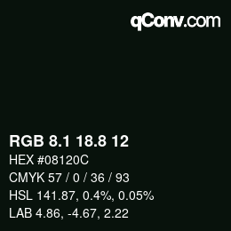 Color code: RGB 8.1 18.8 12 | qconv.com