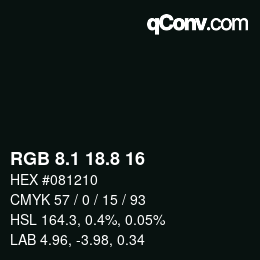 カラーコード: RGB 8.1 18.8 16 | qconv.com