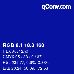 カラーコード: RGB 8.1 18.8 160 | qconv.com