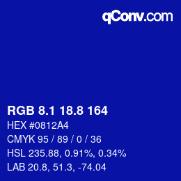 カラーコード: RGB 8.1 18.8 164 | qconv.com