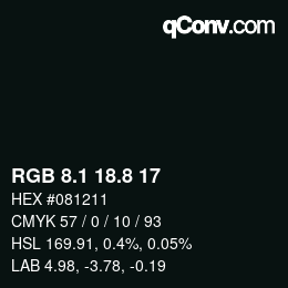 Color code: RGB 8.1 18.8 17 | qconv.com