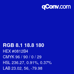 カラーコード: RGB 8.1 18.8 180 | qconv.com
