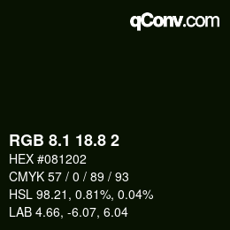 Color code: RGB 8.1 18.8 2 | qconv.com