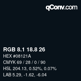 Color code: RGB 8.1 18.8 26 | qconv.com