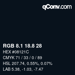 Color code: RGB 8.1 18.8 28 | qconv.com