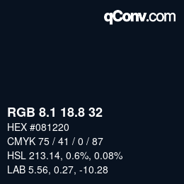 Color code: RGB 8.1 18.8 32 | qconv.com
