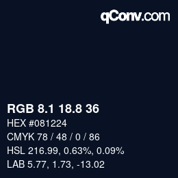 Color code: RGB 8.1 18.8 36 | qconv.com