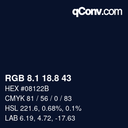 Color code: RGB 8.1 18.8 43 | qconv.com