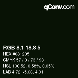 Color code: RGB 8.1 18.8 5 | qconv.com