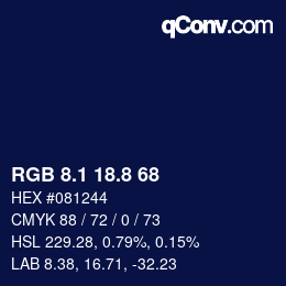Color code: RGB 8.1 18.8 68 | qconv.com