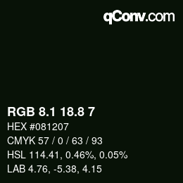 Color code: RGB 8.1 18.8 7 | qconv.com