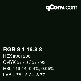 Código de color: RGB 8.1 18.8 8 | qconv.com