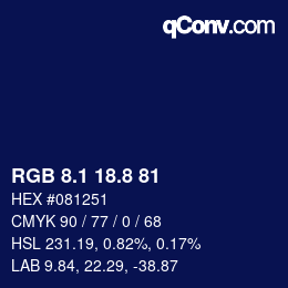 Color code: RGB 8.1 18.8 81 | qconv.com