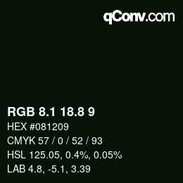 カラーコード: RGB 8.1 18.8 9 | qconv.com