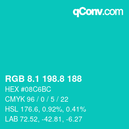 カラーコード: RGB 8.1 198.8 188 | qconv.com