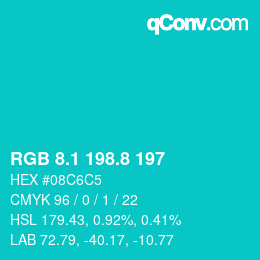 カラーコード: RGB 8.1 198.8 197 | qconv.com
