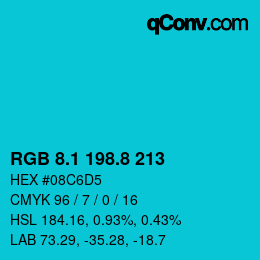 カラーコード: RGB 8.1 198.8 213 | qconv.com